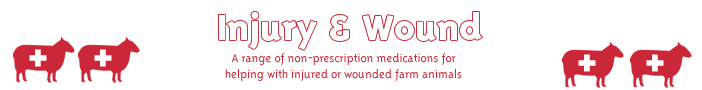 A Range of non-prescription medications for helping with injured or wounded farm animals.